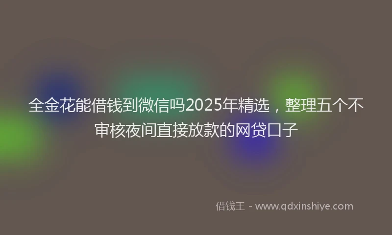 全金花能借钱到微信吗2025年精选，整理五个不审核夜间直接放款的网贷口子