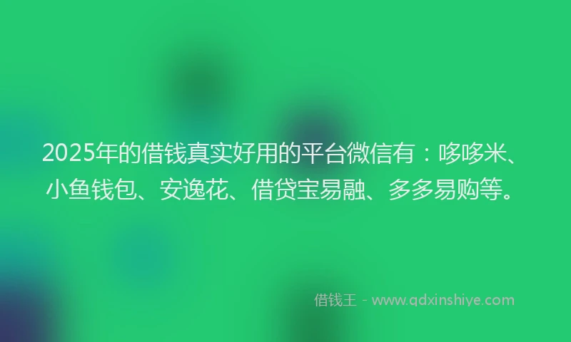 2025年的借钱真实好用的平台微信有：哆哆米、小鱼钱包、安逸花、借贷宝易融、多多易购等。