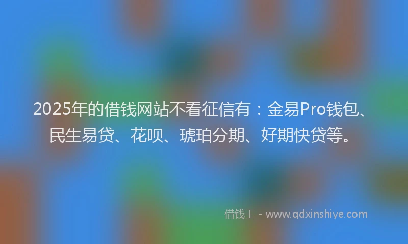 2025年的借钱网站不看征信有：金易Pro钱包、民生易贷、花呗、琥珀分期、好期快贷等。