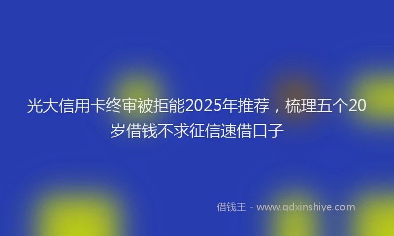 光大信用卡终审被拒能2025年推荐，梳理五个20岁借钱不求征信速借口子