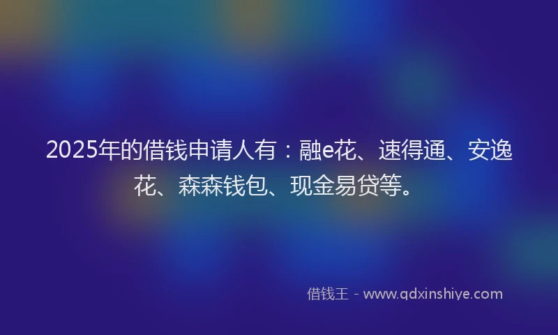 2025年的借钱申请人有：融e花、速得通、安逸花、森森钱包、现金易贷等。