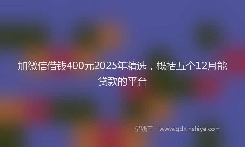 加微信借钱400元2025年精选，概括五个12月能贷款的平台