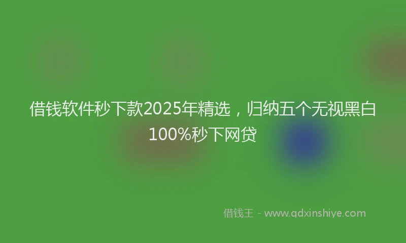 借钱软件秒下款2025年精选，归纳五个无视黑白100%秒下网贷