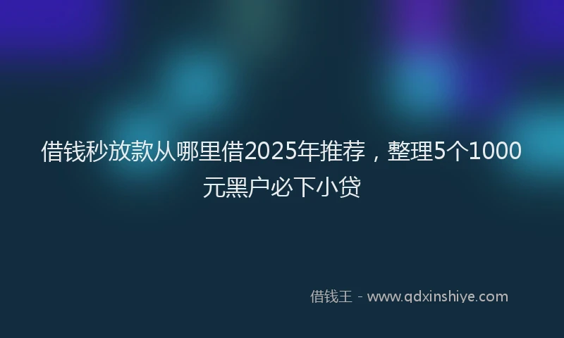 借钱秒放款从哪里借2025年推荐，整理5个1000元黑户必下小贷