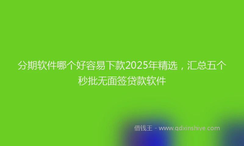 分期软件哪个好容易下款2025年精选，汇总五个秒批无面签贷款软件