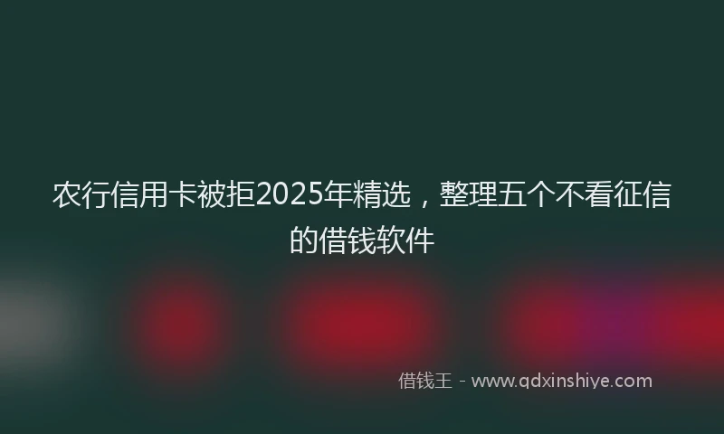 农行信用卡被拒2025年精选，整理五个不看征信的借钱软件
