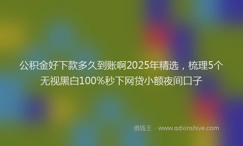 公积金好下款多久到账啊2025年精选，梳理5个无视黑白100%秒下网贷小额夜间口子