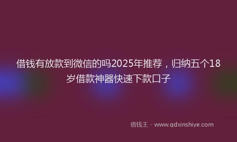 借钱有放款到微信的吗2025年推荐，归纳五个18岁借款神器快速下款口子