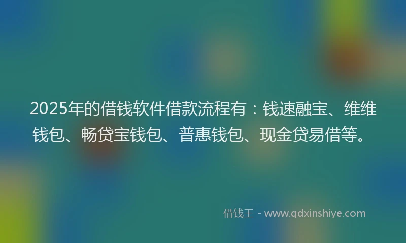 2025年的借钱软件借款流程有：钱速融宝、维维钱包、畅贷宝钱包、普惠钱包、现金贷易借等。