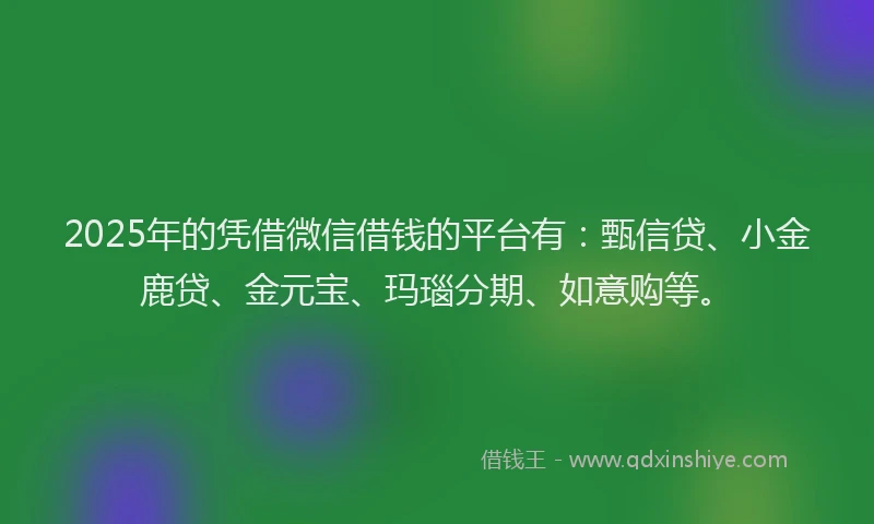 2025年的凭借微信借钱的平台有：甄信贷、小金鹿贷、金元宝、玛瑙分期、如意购等。