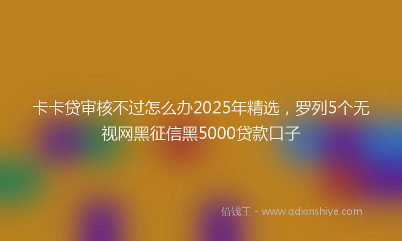 卡卡贷审核不过怎么办2025年精选，罗列5个无视网黑征信黑5000贷款口子