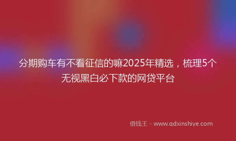 分期购车有不看征信的嘛2025年精选，梳理5个无视黑白必下款的网贷平台