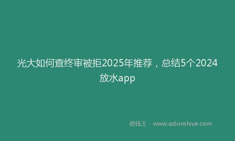 光大如何查终审被拒2025年推荐，总结5个2024放水app