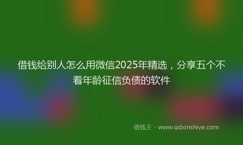 借钱给别人怎么用微信2025年精选，分享五个不看年龄征信负债的软件