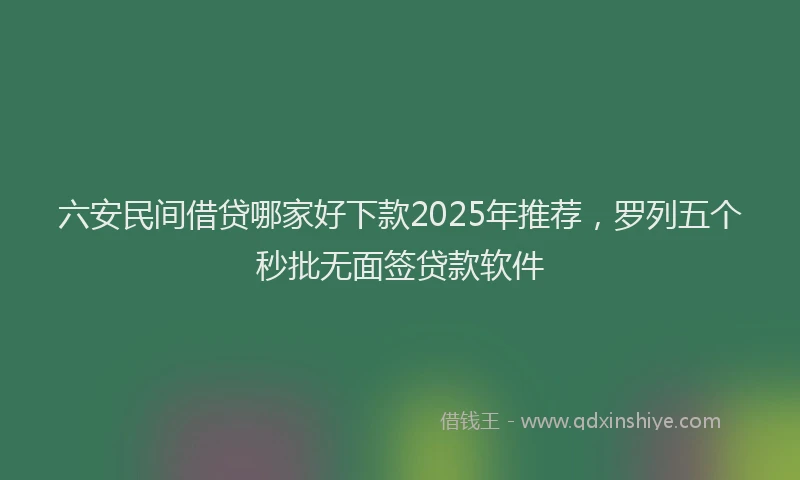 六安民间借贷哪家好下款2025年推荐，罗列五个秒批无面签贷款软件