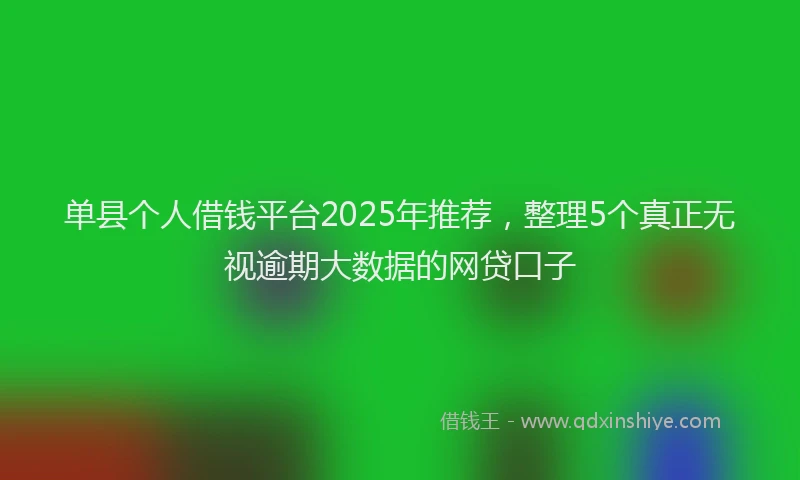 单县个人借钱平台2025年推荐，整理5个真正无视逾期大数据的网贷口子