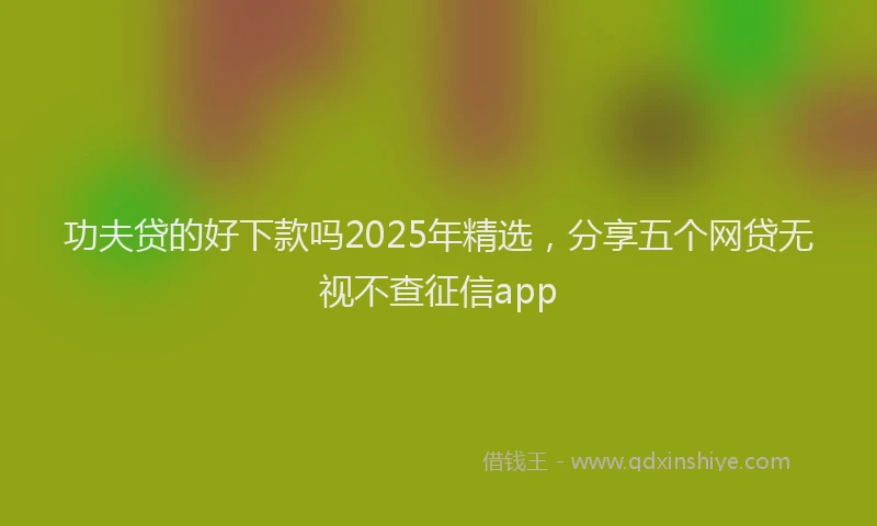 功夫贷的好下款吗2025年精选，分享五个网贷无视不查征信app
