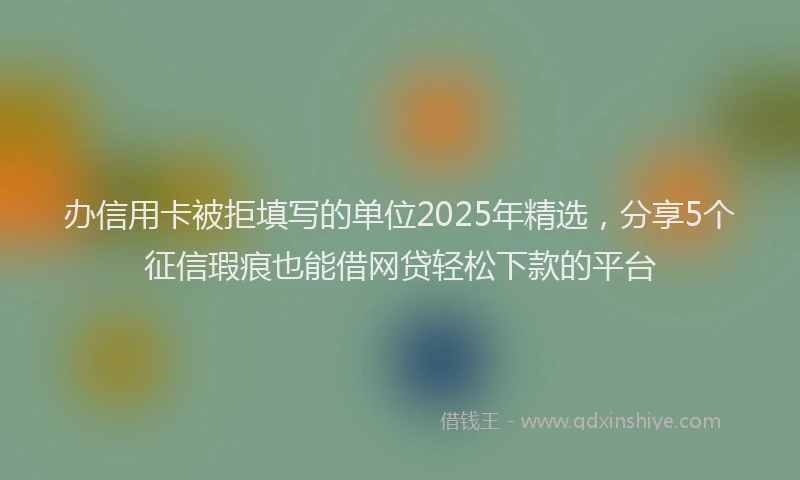 办信用卡被拒填写的单位2025年精选，分享5个征信瑕疵也能借网贷轻松下款的平台