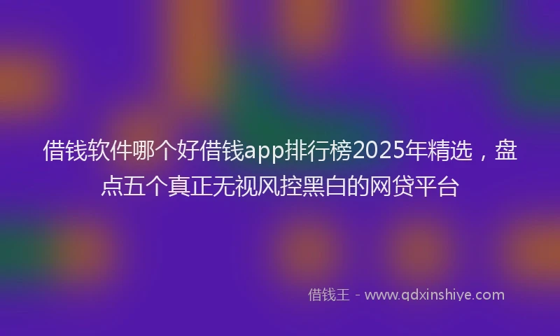 借钱软件哪个好借钱app排行榜2025年精选，盘点五个真正无视风控黑白的网贷平台