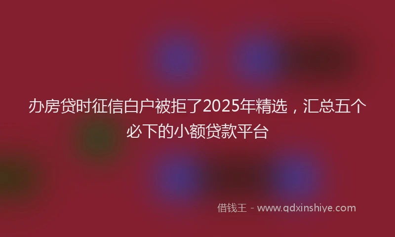 办房贷时征信白户被拒了2025年精选，汇总五个必下的小额贷款平台