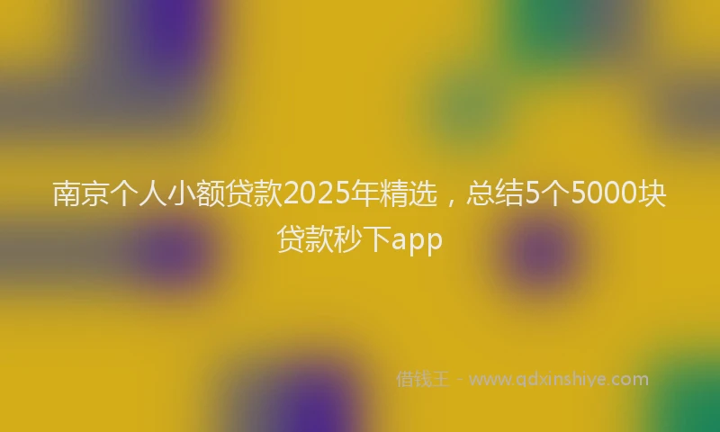 南京个人小额贷款2025年精选，总结5个5000块贷款秒下app