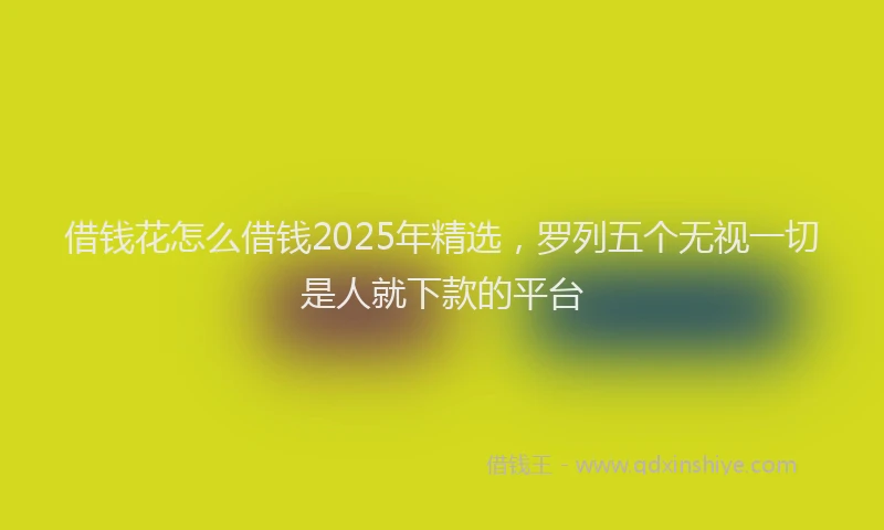借钱花怎么借钱2025年精选，罗列五个无视一切是人就下款的平台