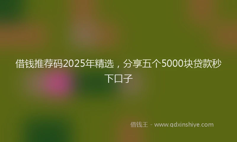 借钱推荐码2025年精选，分享五个5000块贷款秒下口子