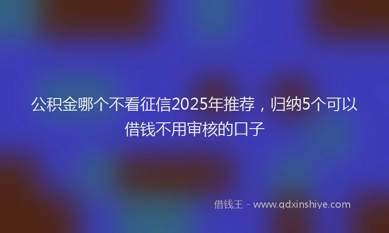 公积金哪个不看征信2025年推荐，归纳5个可以借钱不用审核的口子