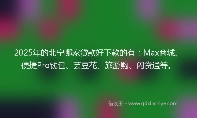 2025年的北宁哪家贷款好下款的有：Max商城、便捷Pro钱包、芸豆花、旅游购、闪贷通等。