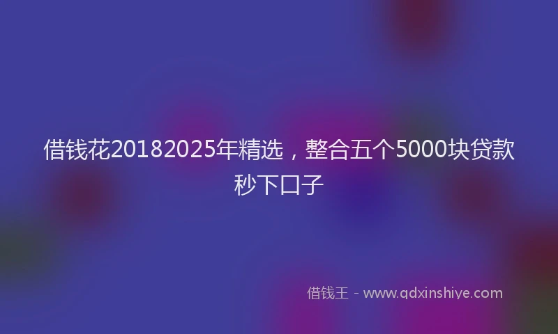 借钱花20182025年精选，整合五个5000块贷款秒下口子