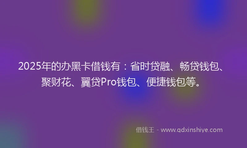 2025年的办黑卡借钱有：省时贷融、畅贷钱包、聚财花、翼贷Pro钱包、便捷钱包等。