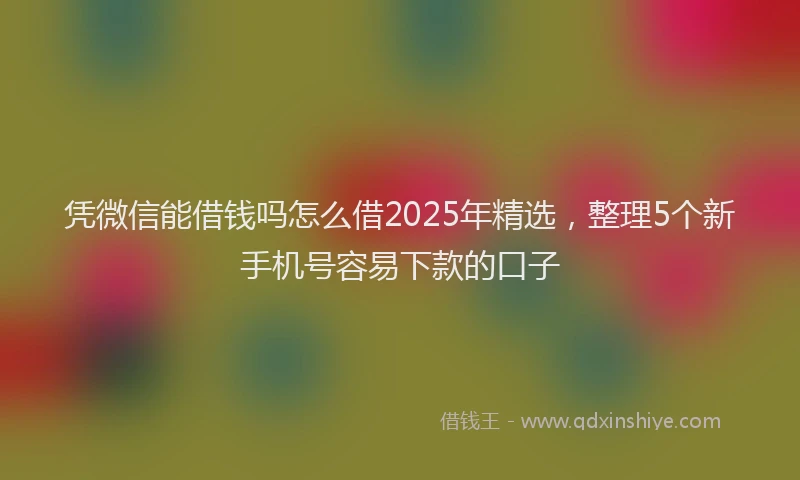 凭微信能借钱吗怎么借2025年精选，整理5个新手机号容易下款的口子