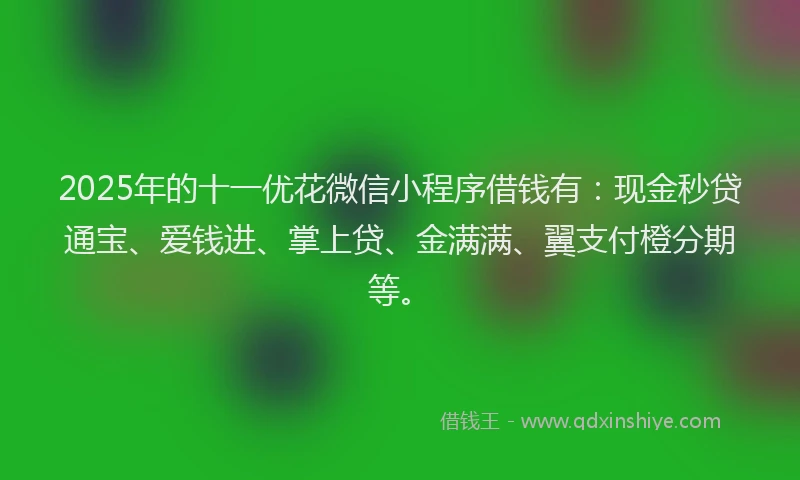 2025年的十一优花微信小程序借钱有：现金秒贷通宝、爱钱进、掌上贷、金满满、翼支付橙分期等。