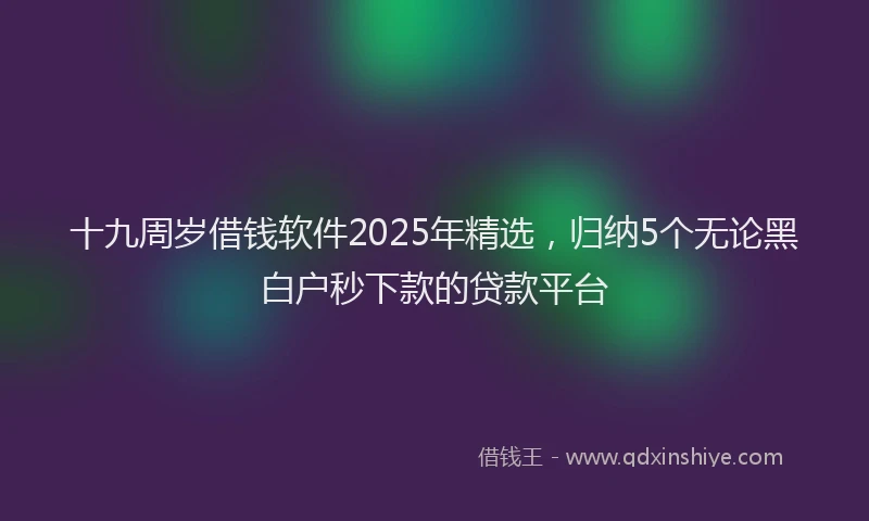 十九周岁借钱软件2025年精选，归纳5个无论黑白户秒下款的贷款平台