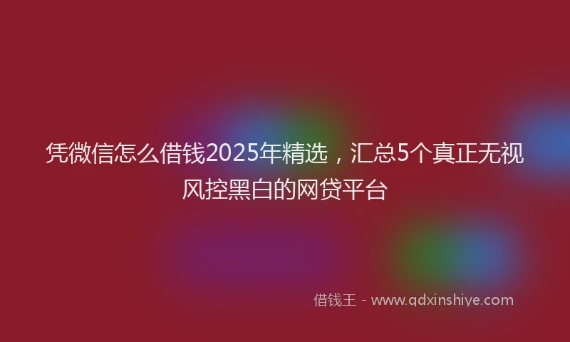 凭微信怎么借钱2025年精选，汇总5个真正无视风控黑白的网贷平台