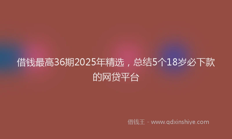 借钱最高36期2025年精选，总结5个18岁必下款的网贷平台
