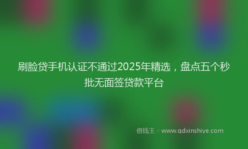 刷脸贷手机认证不通过2025年精选，盘点五个秒批无面签贷款平台