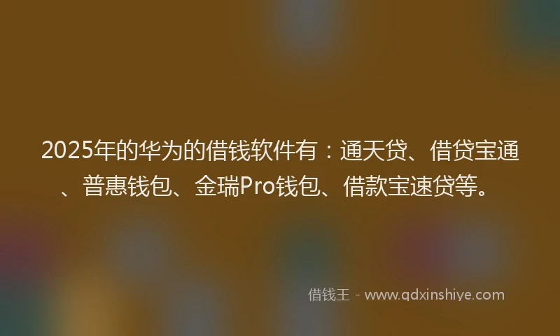 2025年的华为的借钱软件有：通天贷、借贷宝通、普惠钱包、金瑞Pro钱包、借款宝速贷等。