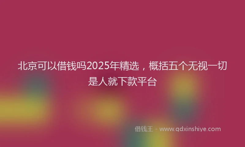 北京可以借钱吗2025年精选，概括五个无视一切是人就下款平台
