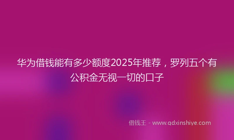 华为借钱能有多少额度2025年推荐，罗列五个有公积金无视一切的口子