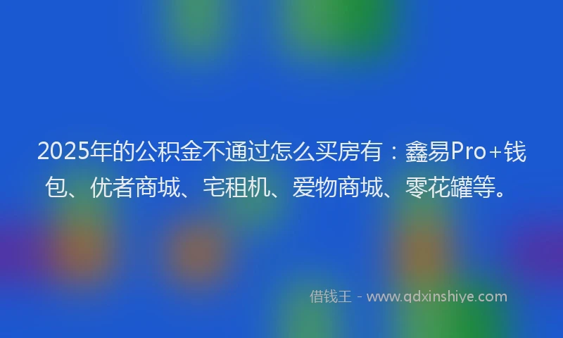 2025年的公积金不通过怎么买房有：鑫易Pro+钱包、优者商城、宅租机、爱物商城、零花罐等。