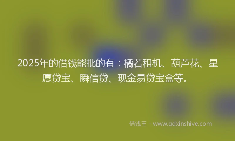 2025年的借钱能批的有：橘若租机、葫芦花、星愿贷宝、瞬信贷、现金易贷宝盒等。