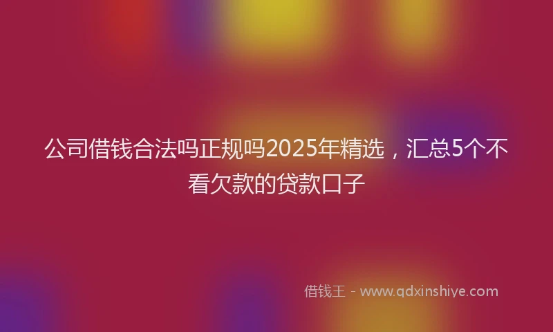 公司借钱合法吗正规吗2025年精选，汇总5个不看欠款的贷款口子