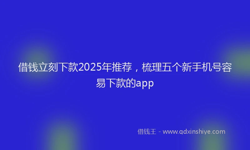 借钱立刻下款2025年推荐，梳理五个新手机号容易下款的app