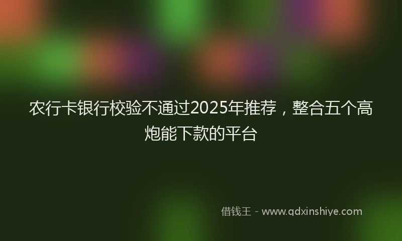 农行卡银行校验不通过2025年推荐，整合五个高炮能下款的平台