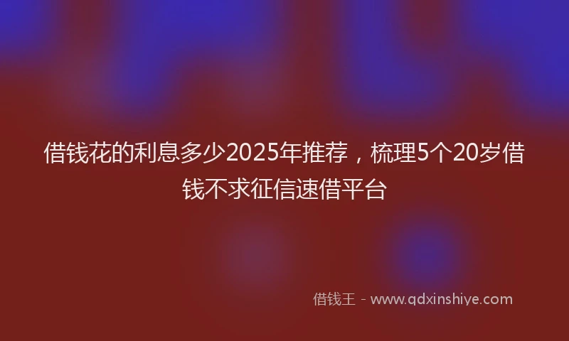借钱花的利息多少2025年推荐，梳理5个20岁借钱不求征信速借平台