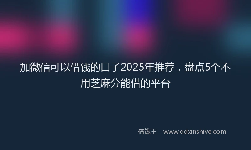 加微信可以借钱的口子2025年推荐，盘点5个不用芝麻分能借的平台