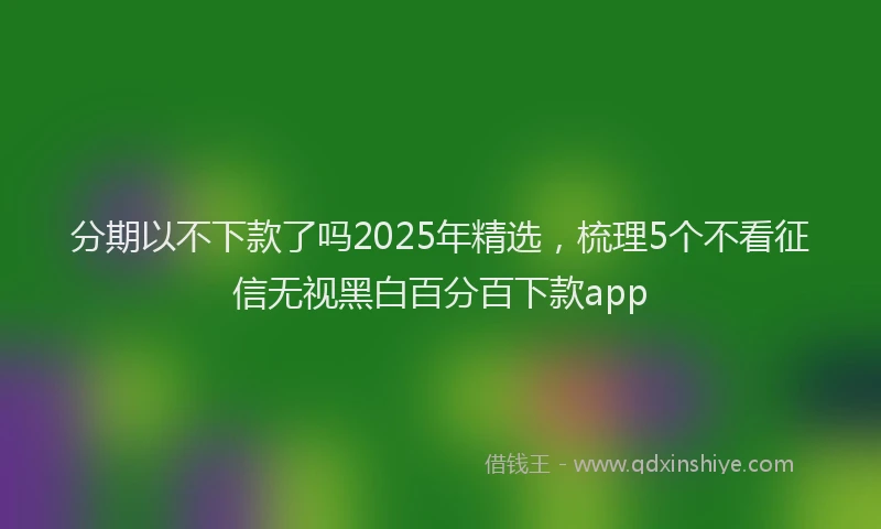 分期以不下款了吗2025年精选，梳理5个不看征信无视黑白百分百下款app