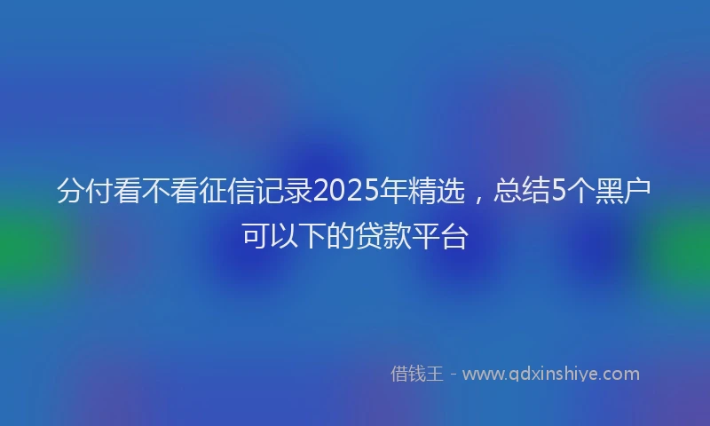 分付看不看征信记录2025年精选，总结5个黑户可以下的贷款平台