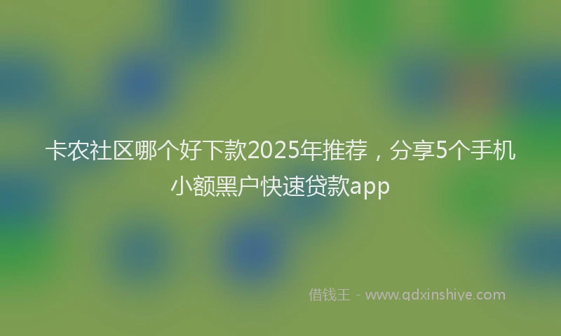 卡农社区哪个好下款2025年推荐，分享5个手机小额黑户快速贷款app
